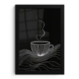Lijntekening - Koffiekop - Zwart fotolijst zwart zonder passe partout klein -3d