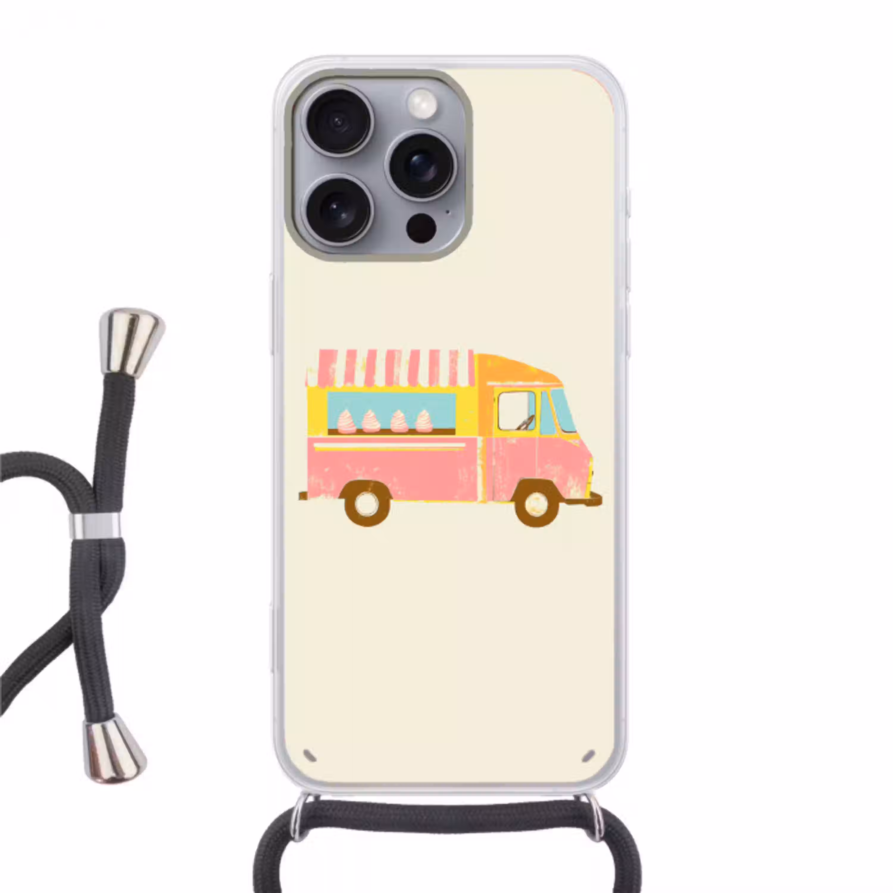 Ijskar - Retro - Softijsjes - Roze Hoesje iPhone 16 Pro Max met koord klein -3d