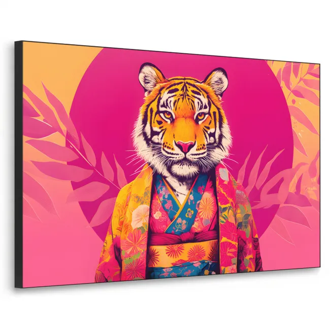 Art Frame - Tiger - Kimono - Pflanzen - Rosa