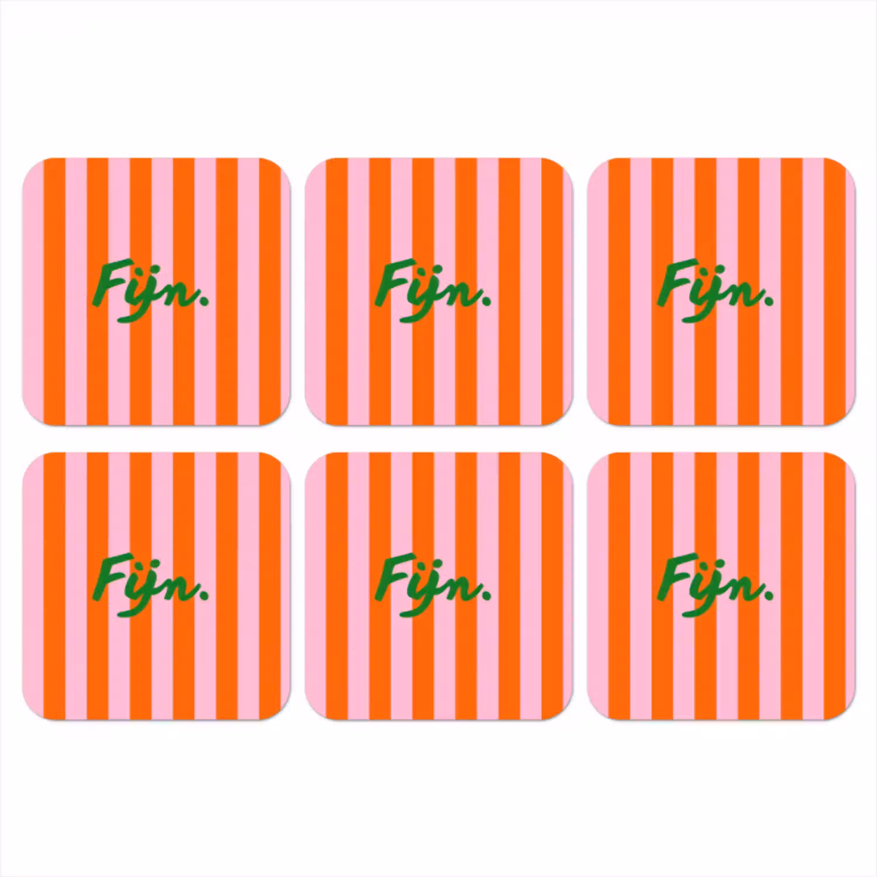 Patroon - Oranje - Fijn - Strepen onderzetter kurk middel -3d