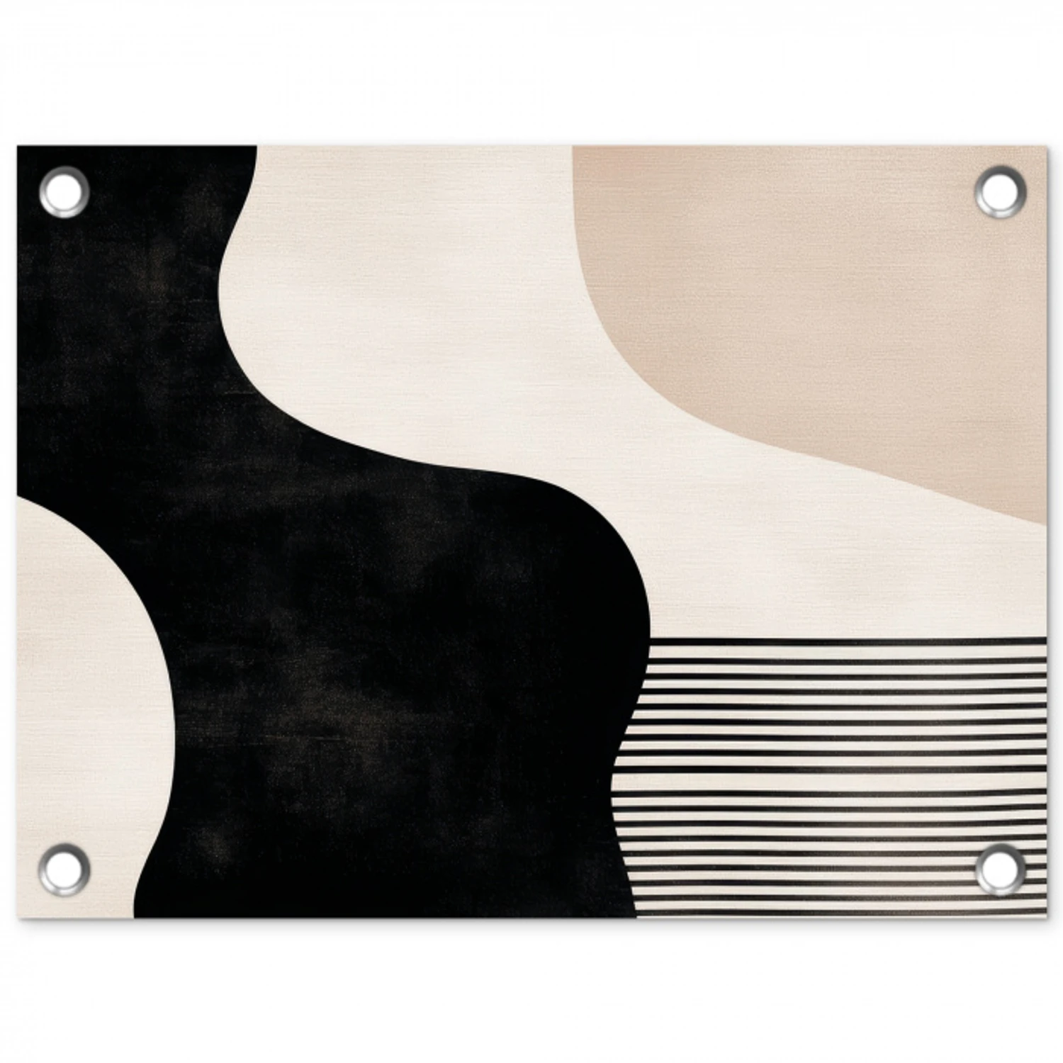 Abstract - Japandi - Beige - Modern tuinposter los doek klein -3d