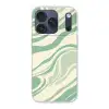 Organische lijnen - Mintgroen - Marmer Telefoonhoesje iPhone 17 Pro klein -3d