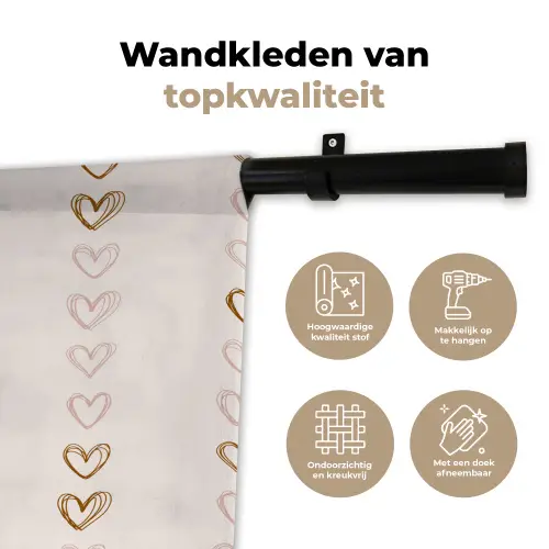 Patroon - Hartjes - Lichtroze Wandkleed katoen klein 269 -sfeer2