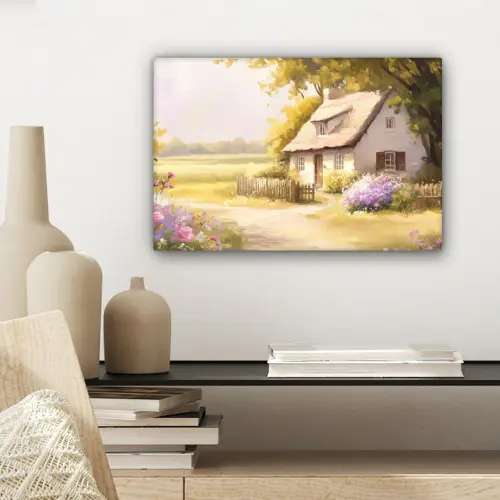 Huisje - Hout - Bloemen canvas 2cm klein -sfeer6