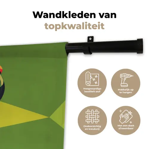 Papegaai - Groen - Snavel - Abstract Wandkleed katoen klein -sfeer2