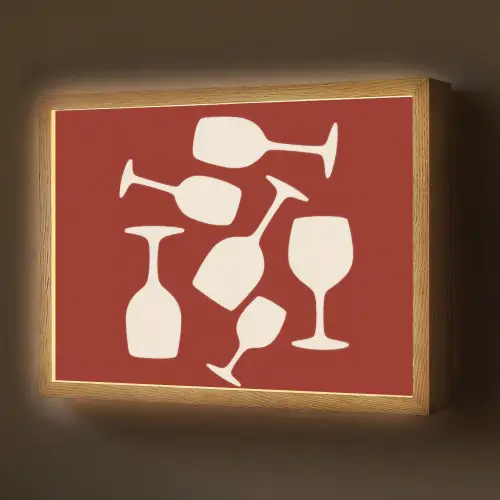 Wijnglazen - Silhouetten - Wit Light Box met batterij (Wandlamp) middel -z3d_website