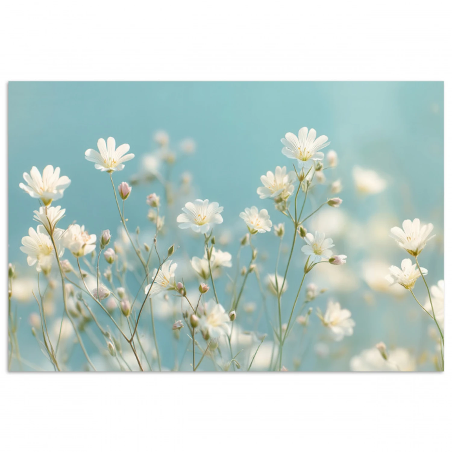 Stengels - Bloemen - Lucht - Wit poster papier klein -3d