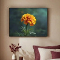 Bloemblaadjes - Afrikaan - Oranje - Wazig Textielframe - compleet frame klein -sfeer1