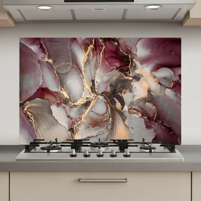 Goud - Marmer - Paars keuken achterwand spatscherm klein -3d_website