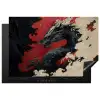 Zwarte draak - Rookwolken - Rood Inductie beschermer vinyl 3mm klein -3d