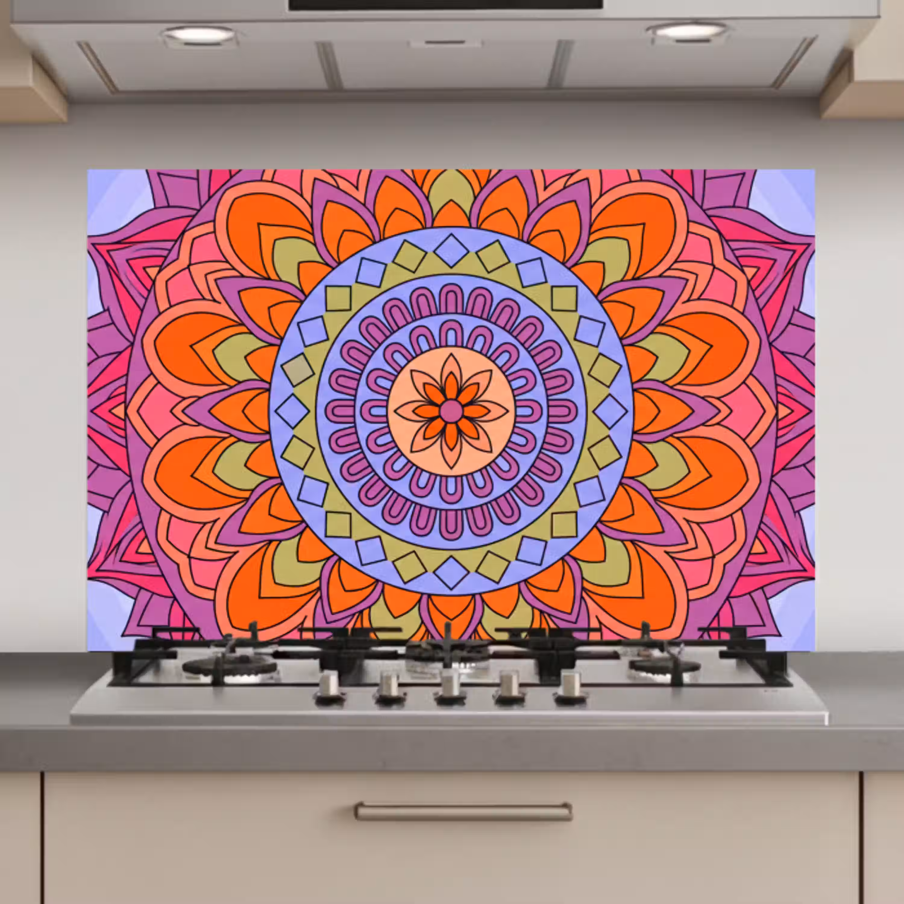 Mandala - Cirkel - Abstract - Kleurrijk - Patroon keuken achterwand spatscherm klein -3d_website