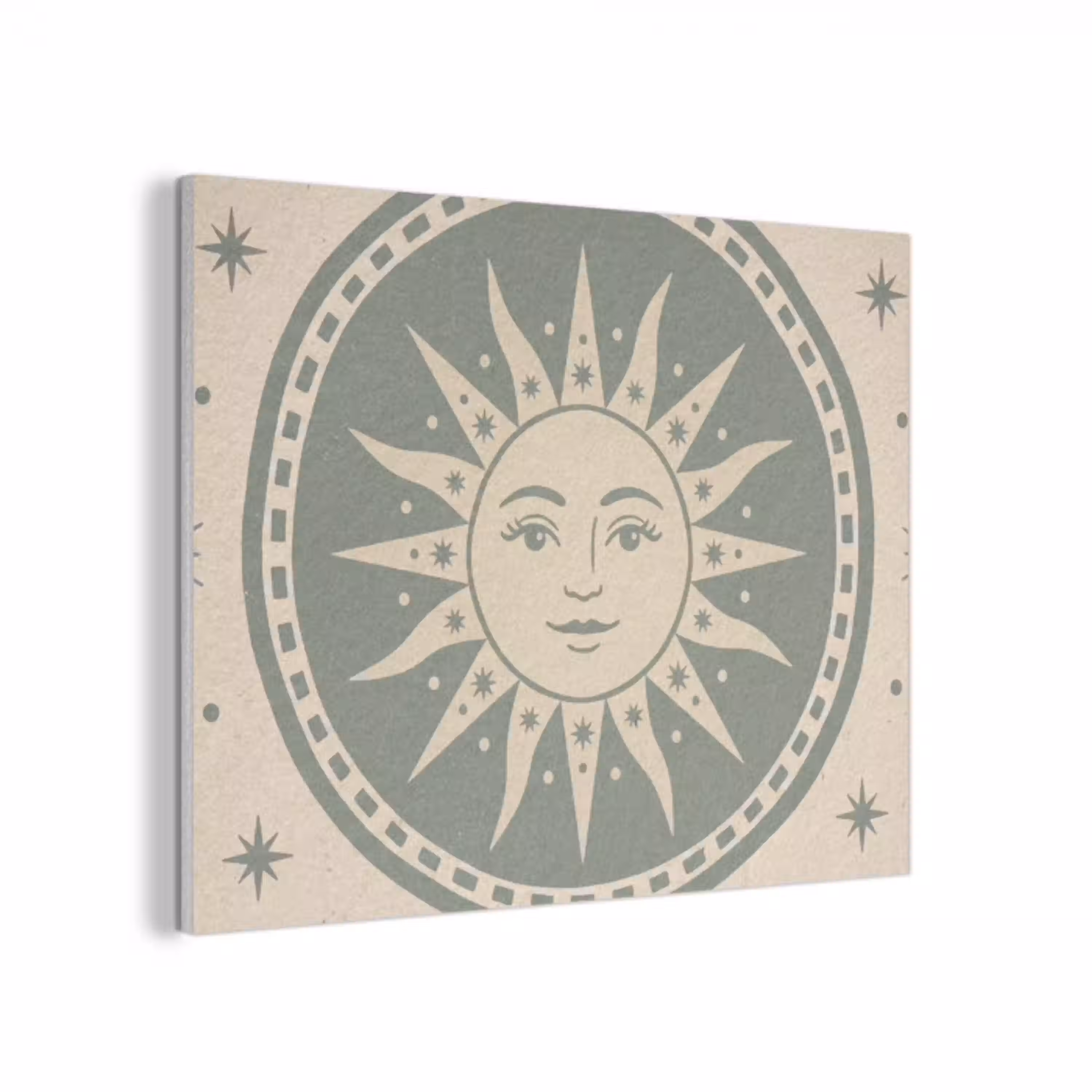 Zon - Sterren - Astrologie - Vintage - Groen PET vilt klein -3d