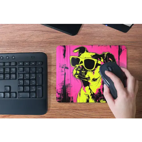 Hond - Zonnebril - Roze - Art muismat rubber klein -toetsenbord