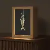 Goud - Vis - Haak - Zwart Light Box met kabel (Tafellamp) klein -z3d_website