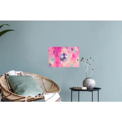 Discobal - Pink - Verf Muursticker klein -plant