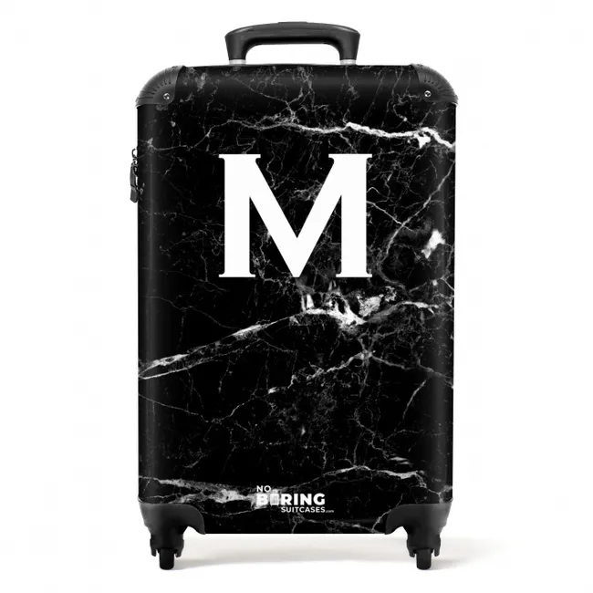 Suitcase - Letter M - Marble print - Black - Luxury