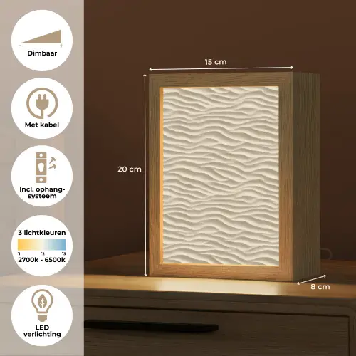 Zand - Golven - Beige Light Box met kabel (Tafellamp) klein 925 -USP_NL