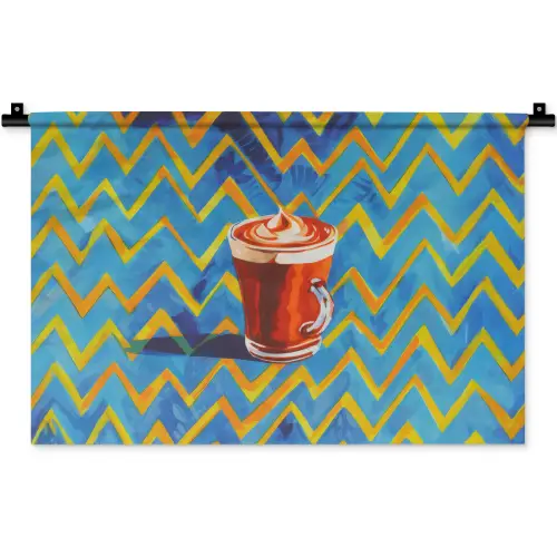 Mok - Koffie - Zigzag - Slagroom Wandkleed katoen klein -zz3d