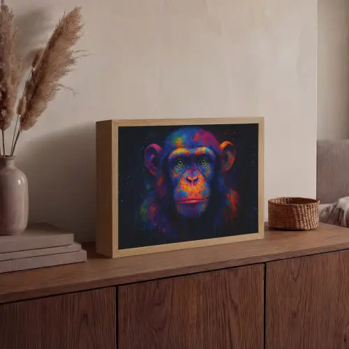 Kleurrijk - Aap - Abstract Light Box met batterij (Wandlamp) middel -sfeer2