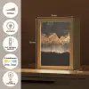 Gouden Bomen in Mistig Landschap Light Box met kabel (Tafellamp) klein -USP_NL
