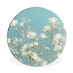 Stengels - Bloemen - Lucht - Wit Wandcirkel aluminium klein -3d