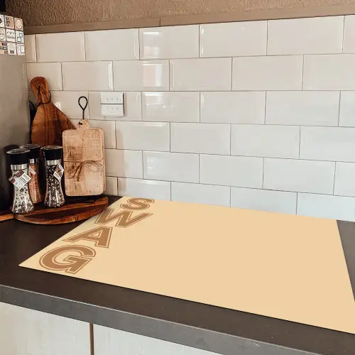 Swag - Bruin - Beige Inductie beschermer vinyl 3mm klein -sfeer3