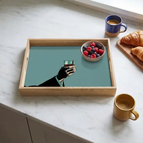 Arm - Glas - Pak - Blauw Dienblad Rechthoek middel -sfeer2