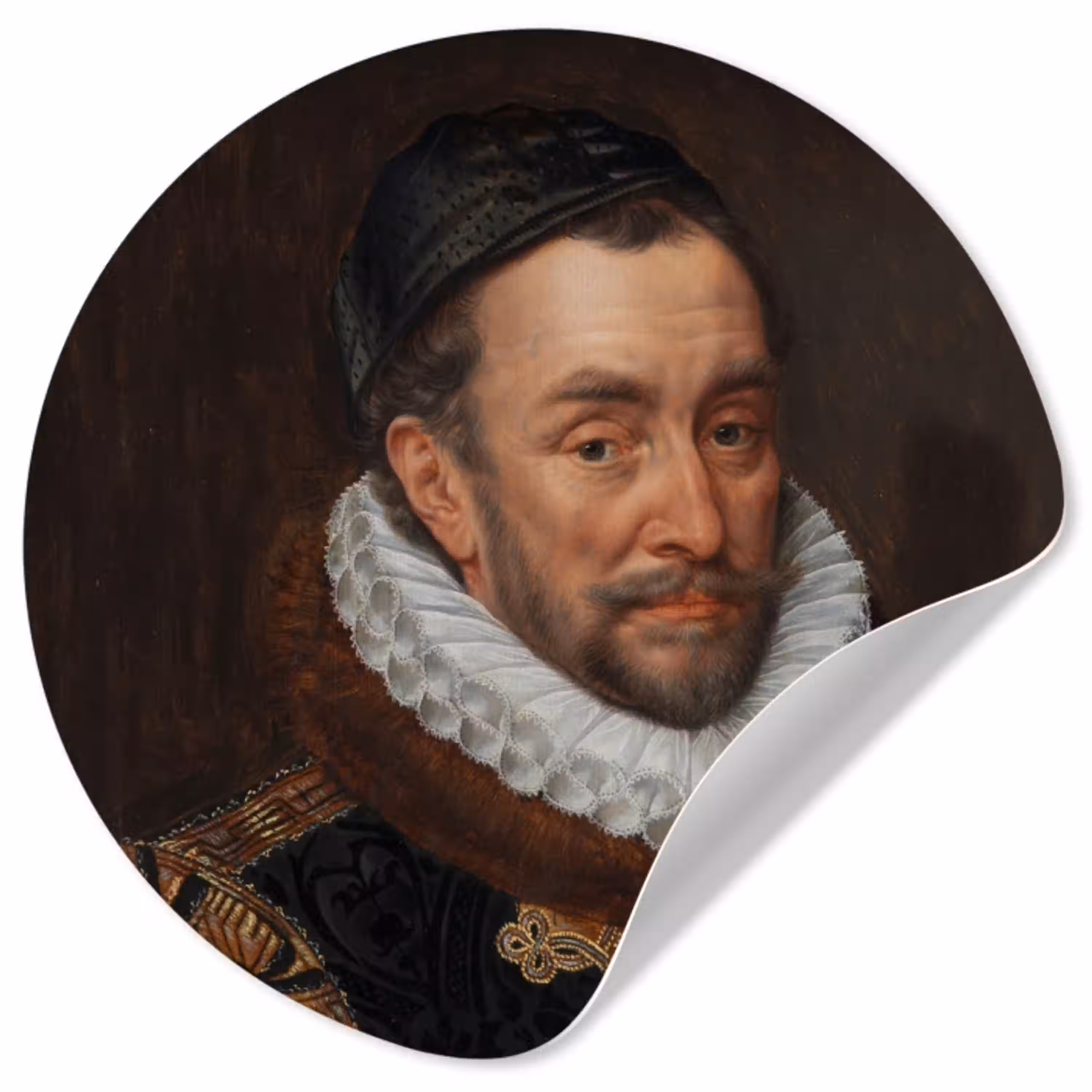 Willem van Oranje - Schilderij van Adriaen Thomasz. Wandcirkel behangsticker klein -3d