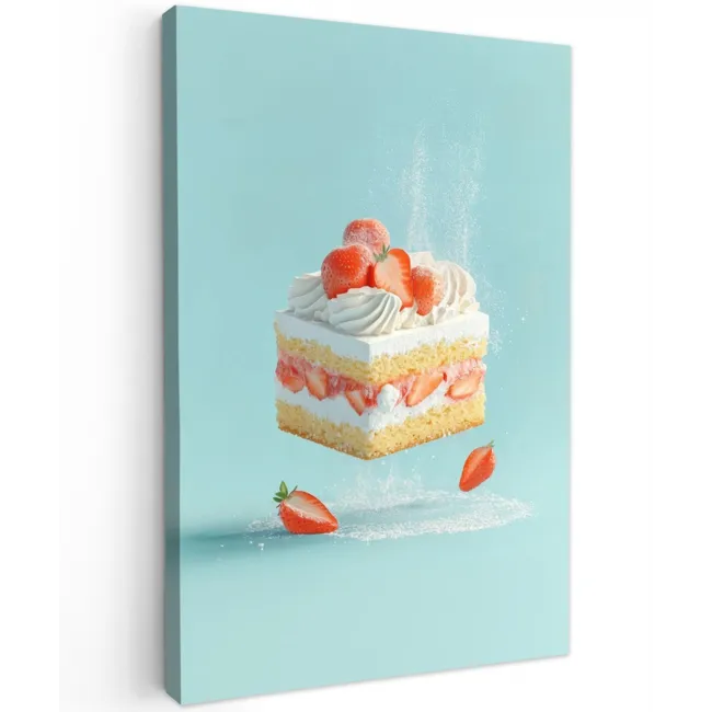 Slagroom - Taart - Blauw - Eten canvas 2cm klein -z3d