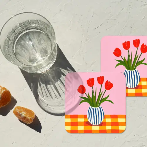 Tulpen - Roze - Vaas onderzetter kurk middel -sfeer4