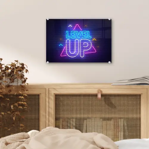 Gaming - Neon - Level Up - Quotes - Gamen plexiglas 5mm klein -sfeer4