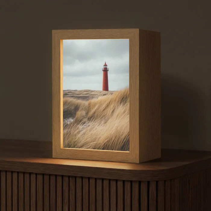Duinen - Vuurtoren - Rood - Lucht Light Box met kabel (Tafellamp) klein -z3d_website