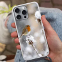 Roodborstje - Gedroogde bloem - Sneeuw - Winter - Vertederend Hoesje iPhone 16 Pro Max met koord klein -sfeer3