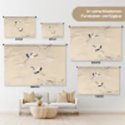 Kraanvogels - Bloesem - Beige Wandkleed katoen klein -tsfeer8_DE