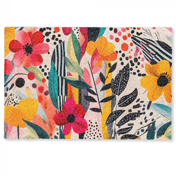 Bloemen - Bladeren - Abstract - Kleurrijk Deurmat klein -zkaufland3d
