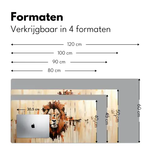 Leeuwenkop - Lijnen - Crème Muismat XXL klein -sfeer5