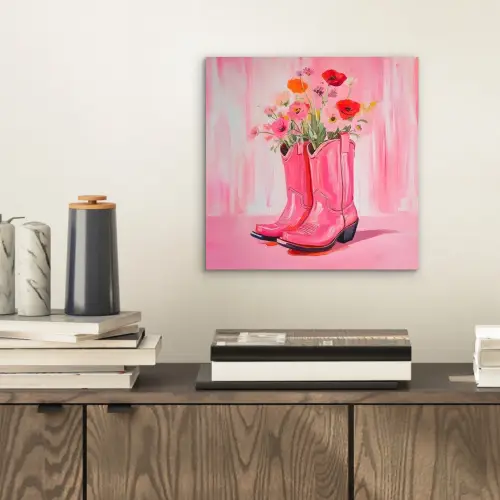 Roze - Bloemen - Cowboy aluminium wit klein -sfeer1