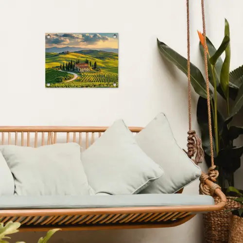 Toscane - Landschap - Wijngaarden tuinposter los doek klein -sfeer7