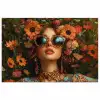 Vrouwen - Bloemen - Modern - Bril - Abstract poster papier klein -3d