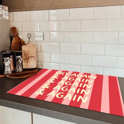 Strepen - Rood - Try again Inductie beschermer vinyl 3mm klein -sfeer3