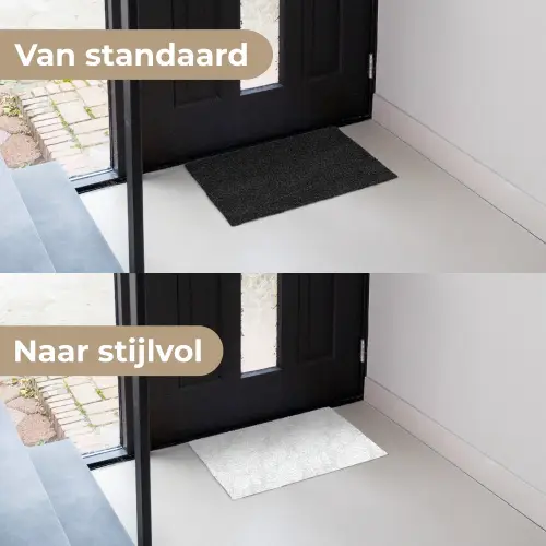 Minimalistisch - Wit - Grijze aders Deurmat klein 898 -voor-na_NL