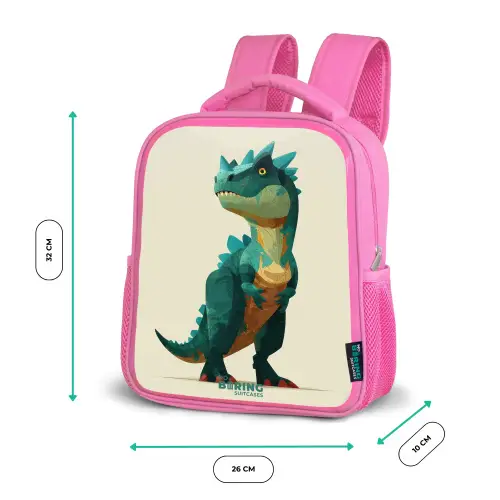 Gehoornde dino met scherpe blik Kinderrugzak - Roze middel -productfoto_formaten