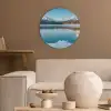 Landschap - Winter - Meer - Bergen - Uitzicht - IJs Akoestische PET Vilt - Rond klein -sfeer1