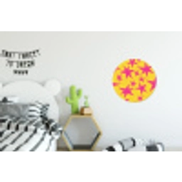 Sterren - Patroon - Roze - Geel Wandcirkel aluminium klein 190 -kinderkamer
