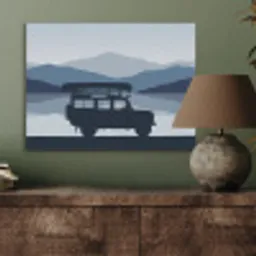 Auto - Meer - Bergen - Blauw PET vilt klein -sfeer2