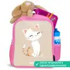 Kitten in de kleuren beige en wit Kinderrugzak - Roze middel -inhoud_NL