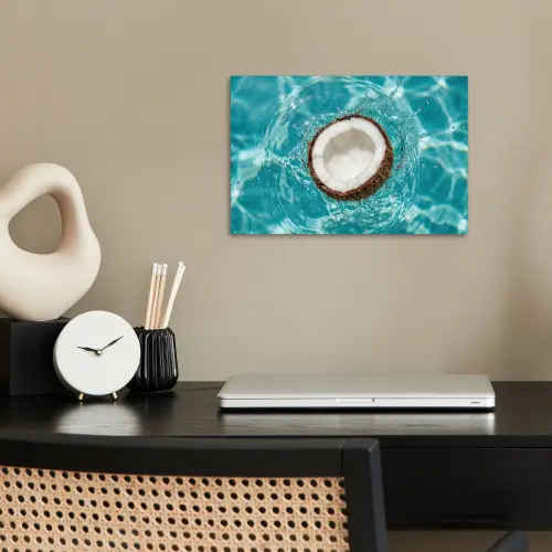 Kokosnoot - Water - Wit poster papier klein -sfeer1