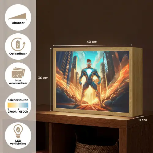 Superhelden - Kinderen - Jongens Light Box met batterij (Wandlamp kind) middel -USP_websiteoverzichtNL