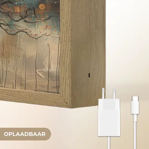 Boom - Abstract - Bruin - Goud - Industrieel Light Box met batterij (Wandlamp) middel -USP_websiteoplaadbaarNL