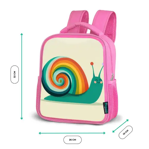 Slak - Regenboogschild - Groen Kinderrugzak - Roze middel -productfoto_formaten